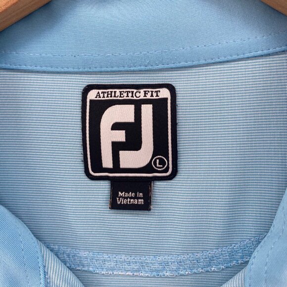 FootJoy Shirt Mens Large Blue Tiny Stripe Polo Short Sleeve Golf Athletic Fit* - Picture 6 of 10